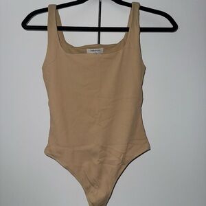 Babaton Ribbed Bodysuit in Beige